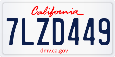 CA license plate 7LZD449