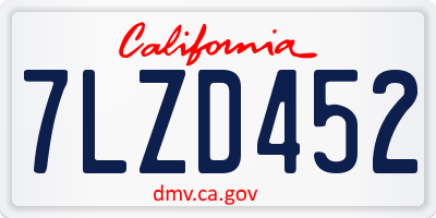 CA license plate 7LZD452