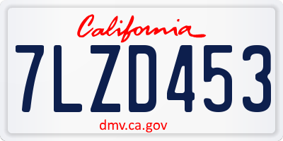CA license plate 7LZD453