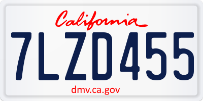 CA license plate 7LZD455
