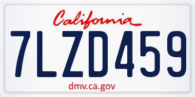 CA license plate 7LZD459