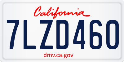 CA license plate 7LZD460