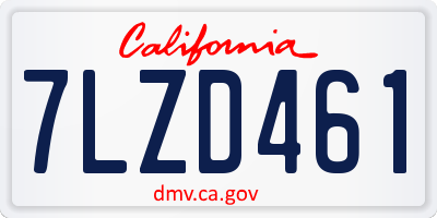 CA license plate 7LZD461