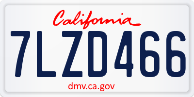 CA license plate 7LZD466