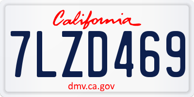 CA license plate 7LZD469