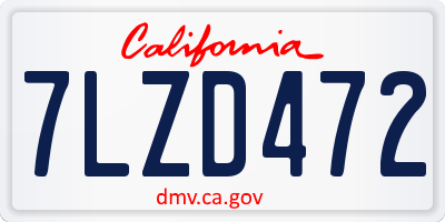 CA license plate 7LZD472