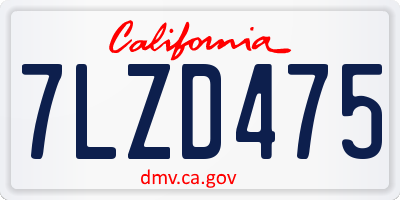 CA license plate 7LZD475