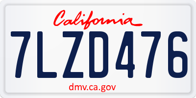 CA license plate 7LZD476