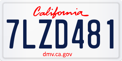 CA license plate 7LZD481