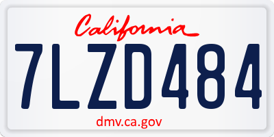 CA license plate 7LZD484