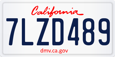 CA license plate 7LZD489