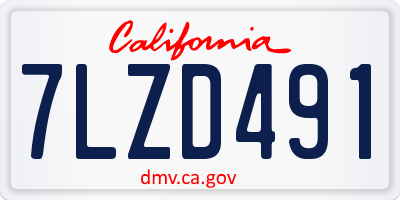 CA license plate 7LZD491