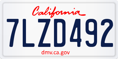 CA license plate 7LZD492