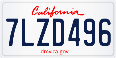 CA license plate 7LZD496