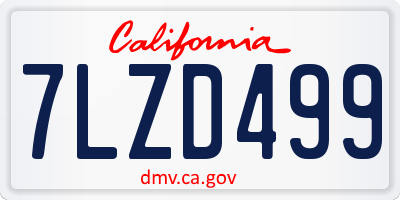 CA license plate 7LZD499