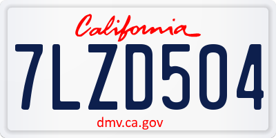 CA license plate 7LZD504