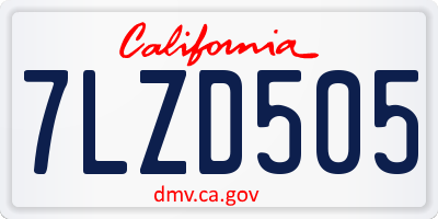 CA license plate 7LZD505