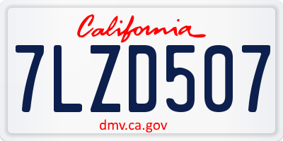 CA license plate 7LZD507