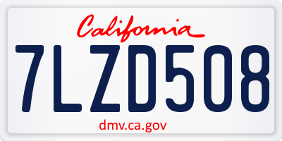 CA license plate 7LZD508