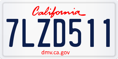 CA license plate 7LZD511