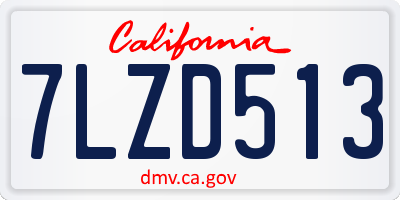 CA license plate 7LZD513