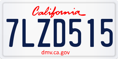 CA license plate 7LZD515