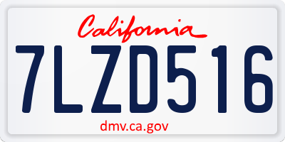 CA license plate 7LZD516