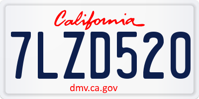 CA license plate 7LZD520