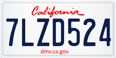 CA license plate 7LZD524