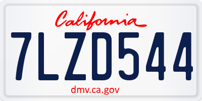 CA license plate 7LZD544