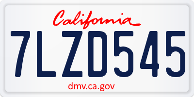 CA license plate 7LZD545