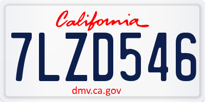 CA license plate 7LZD546