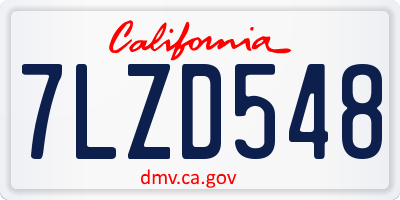 CA license plate 7LZD548