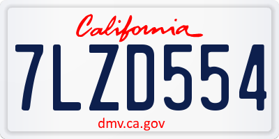 CA license plate 7LZD554