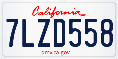 CA license plate 7LZD558