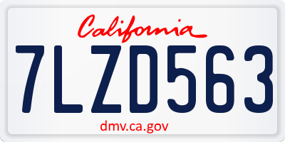 CA license plate 7LZD563