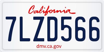 CA license plate 7LZD566