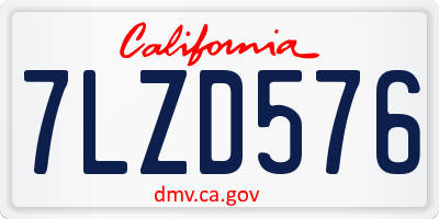 CA license plate 7LZD576