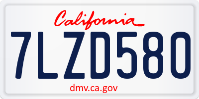 CA license plate 7LZD580