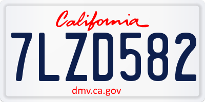 CA license plate 7LZD582