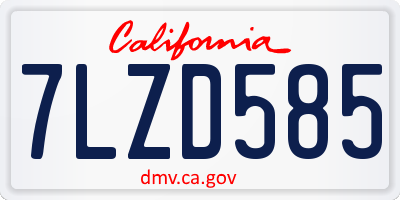 CA license plate 7LZD585