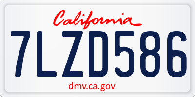 CA license plate 7LZD586