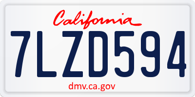 CA license plate 7LZD594