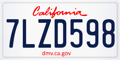 CA license plate 7LZD598