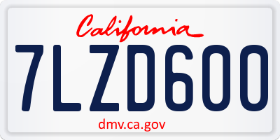 CA license plate 7LZD600