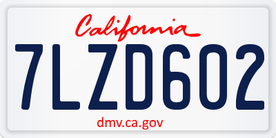 CA license plate 7LZD602