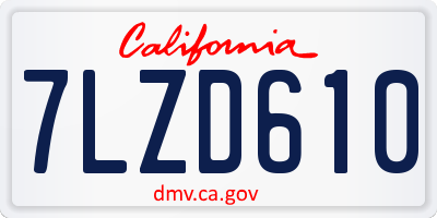 CA license plate 7LZD610