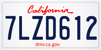 CA license plate 7LZD612