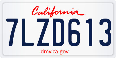 CA license plate 7LZD613