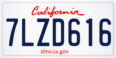 CA license plate 7LZD616